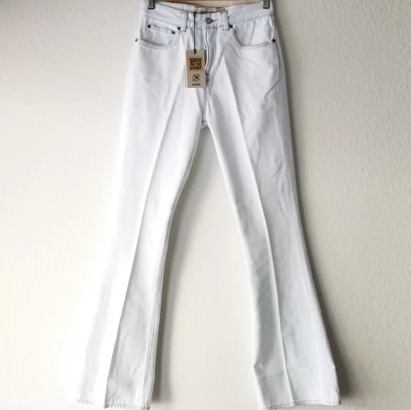 Golden Goose High Rise Boot Cut Jeans Light Wash Bleached Blue Size 26 - Picture 4 of 14